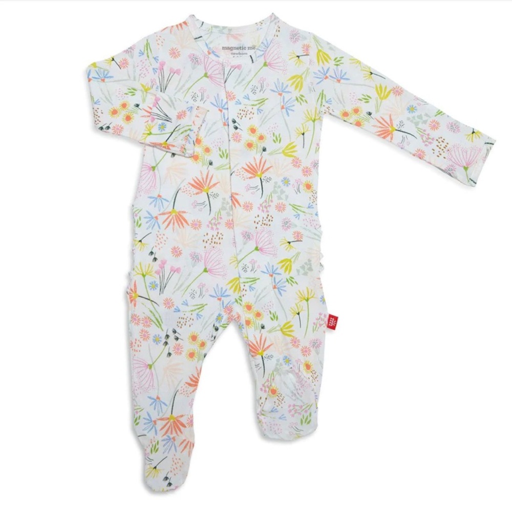 MAGNETIC ME Poet's Meadow Modal Footie sleepie used PJ size 12-18 months